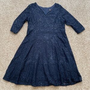 Navy Sequenced Lace dress 18